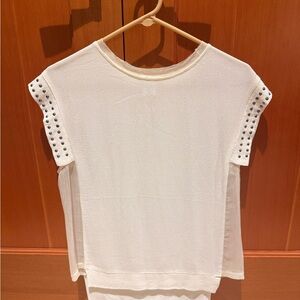 Esley Creamy White Studded Sleeve Blouse